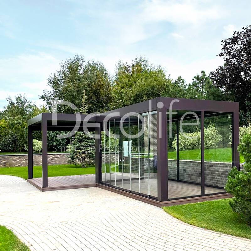 Pergola Decolife В600 PIR + Frameless glazing S100 + Vertical system Zip 130 - 