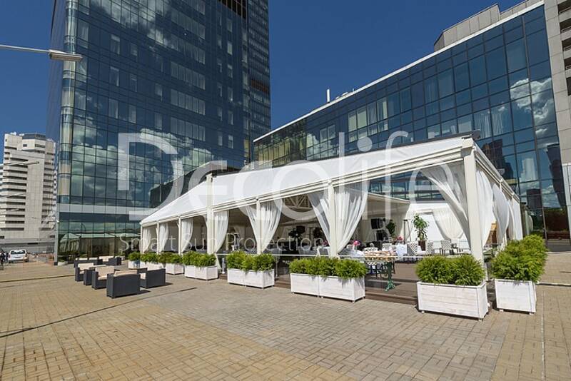 Sliding pergola Basic Twin, cafe Moscow City - 