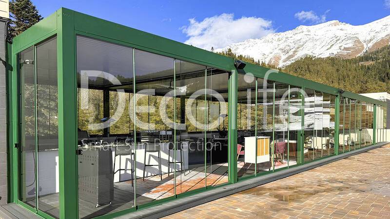 Decolife pergolas B500-25P, B600 PIR + sliding glazing S200 - 