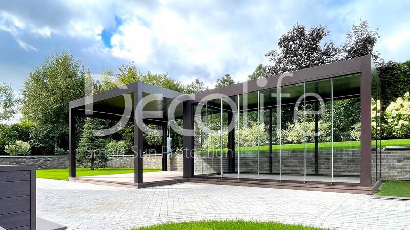 Pergola Decolife В600 PIR + Frameless glazing S100 + Vertical system Zip 130 - 