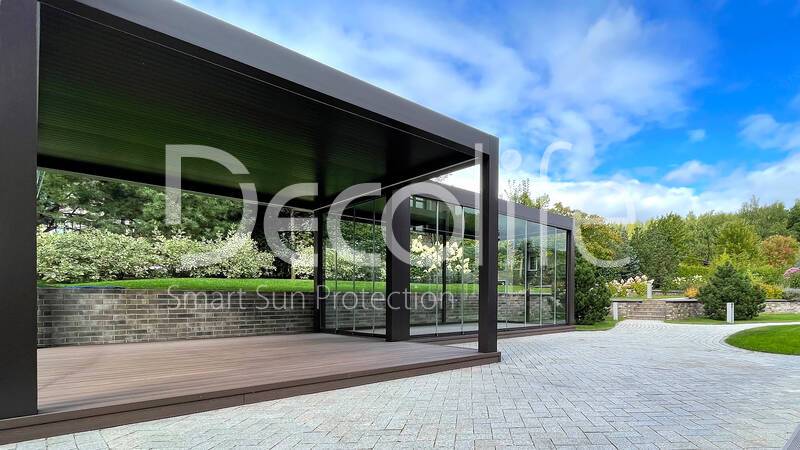 Pergola Decolife В600 PIR + Frameless glazing S100 + Vertical system Zip 130 - 