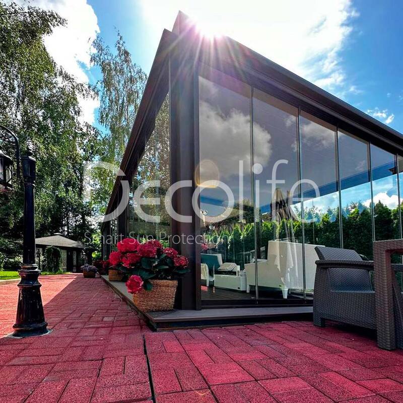 Pergola Bioclimatic Decolife B500-25P + Sliding glazing S100 + Zip - 