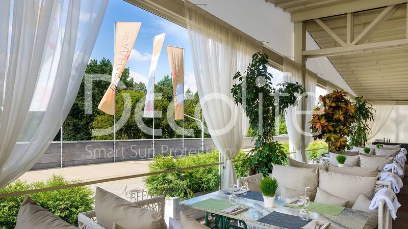 Sliding pergola Basic Twin, cafe Moscow City - 