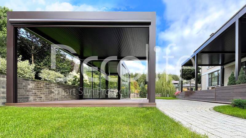 Pergola Decolife В600 PIR + Frameless glazing S100 + Vertical system Zip 130 - 