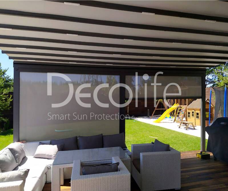 Awning pergola Decolife Wall Basic + Vertical system ZIP 100 - 