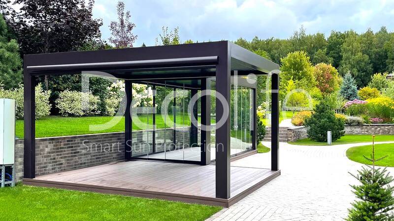 Pergola Decolife В600 PIR + Frameless glazing S100 + Vertical system Zip 130 - 