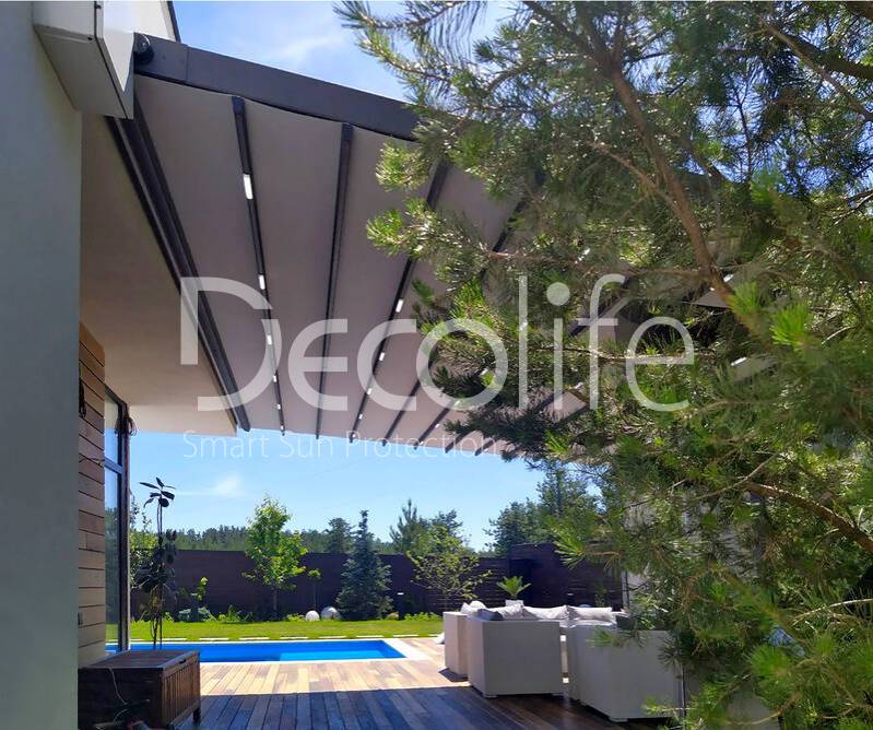 Awning pergola Decolife Wall Basic + Vertical system ZIP 100 - 