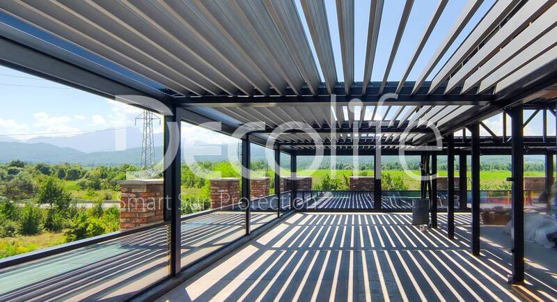 Pergola Bioclimatic Decolife B500-25P + Guillotine glazing W500  - 